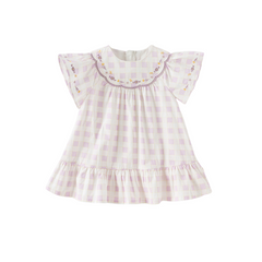 Dave&Bella Girls Summer Cute Cotton Purple Plaid A-line Dress