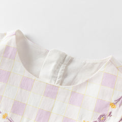 Dave&Bella Girls Summer Cute Cotton Purple Plaid A-line Dress