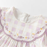 Dave&Bella Girls Summer Cute Cotton Purple Plaid A-line Dress