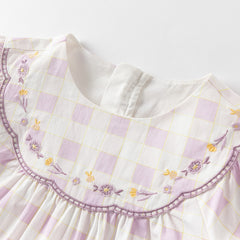 Dave&Bella Girls Summer Cute Cotton Purple Plaid A-line Dress