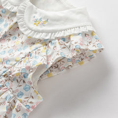 Dave&Bella Girls Summer Floral Print Top Jeans Short Set