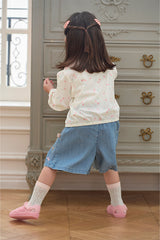 Dave&Bella Toddler Girls Toddler Girls Fashion Denim Blue Wide Casual Jean Shorts