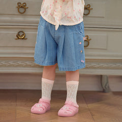 Dave&Bella Toddler Girls Toddler Girls Fashion Denim Blue Wide Casual Jean Shorts