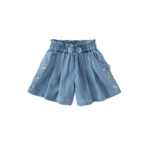 Dave&Bella Toddler Girls Toddler Girls Fashion Denim Blue Wide Casual Jean Shorts
