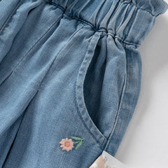 Dave&Bella Toddler Girls Toddler Girls Fashion Denim Blue Wide Casual Jean Shorts