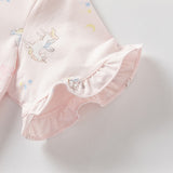 Dave&Bella Kids Girls Summer Sweet Pink Print Round Collar Soft Indoor Pajamas