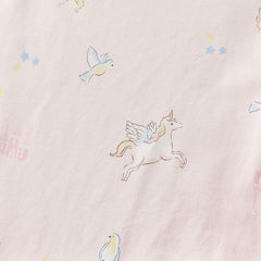 Dave&Bella Kids Girls Summer Sweet Pink Print Round Collar Soft Indoor Pajamas