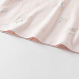Dave&Bella Kids Girls Summer Sweet Pink Print Round Collar Soft Indoor Pajamas