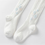 Dave&Bella Toddler Girls White Floral Stretch Footed Tights