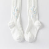 Dave&Bella Toddler Girls White Floral Stretch Footed Tights