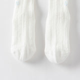 Dave&Bella Toddler Girls White Floral Stretch Footed Tights