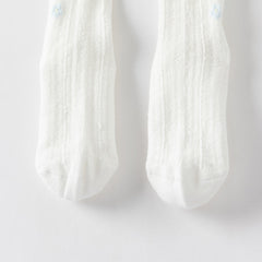 Dave&Bella Toddler Girls White Floral Stretch Footed Tights