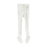Dave&Bella Toddler Girls White Floral Stretch Footed Tights