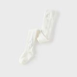 Dave&Bella Toddler Girls White Floral Stretch Footed Tights