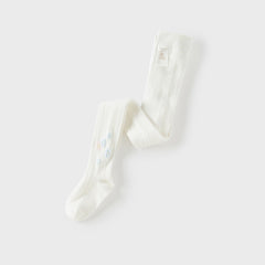 Dave&Bella Toddler Girls White Floral Stretch Footed Tights