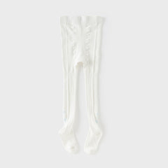 Dave&Bella Toddler Girls White Floral Stretch Footed Tights