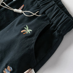 Dave&Bella Toddler Boys Summer Navy Blue Adjustable-waistband Comfortable Shorts