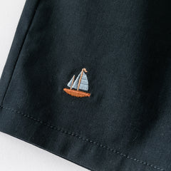 Dave&Bella Toddler Boys Summer Navy Blue Adjustable-waistband Comfortable Shorts