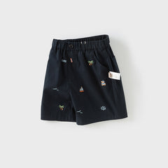 Dave&Bella Toddler Boys Summer Navy Blue Adjustable-waistband Comfortable Shorts