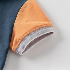 Dave&Bella Toddler Boys Summer Versatile Dark Bule Short Sleeve Formal Polos