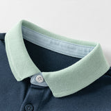 Dave&Bella Toddler Boys Summer Versatile Dark Blue Short Sleeve Formal Polos