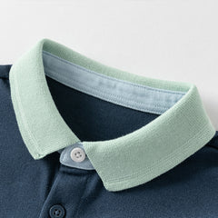 Dave&Bella Toddler Boys Summer Versatile Dark Bule Short Sleeve Formal Polos