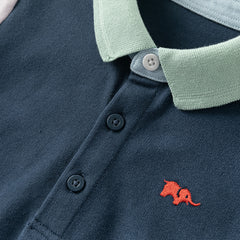 Dave&Bella Toddler Boys Summer Versatile Dark Bule Short Sleeve Formal Polos