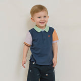 Dave&Bella Toddler Boys Summer Versatile Dark Blue Short Sleeve Formal Polos