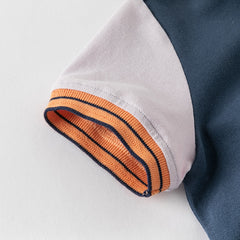 Dave&Bella Toddler Boys Summer Versatile Dark Bule Short Sleeve Formal Polos