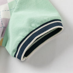 Dave&Bella Toddler Boys Summer Color-plaid Soft Cotton Polos
