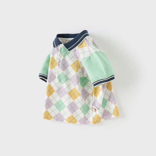 Dave&Bella Toddler Boys Summer Color-plaid Soft Cotton Polos