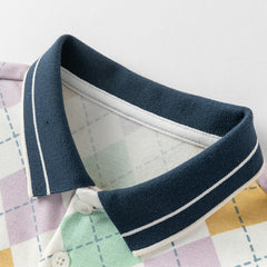 Dave&Bella Toddler Boys Summer Color-plaid Soft Cotton Polos