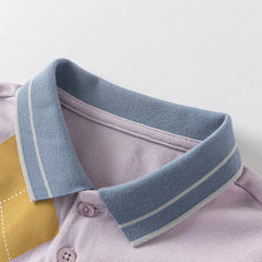 Dave&Bella Boys Summer Cotton Formal Grey Purple Polo T-shirt Short Pant Set
