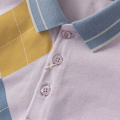 Dave&Bella Boys Summer Cotton Formal Grey Purple Polo T-shirt Short Pant Set