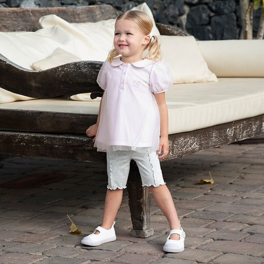Dave&Bella Girls Summer Cotton  Purple pink Mesh Polo T-shirt Top
