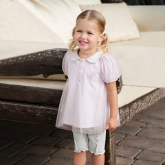 Dave&Bella Girls Summer Cotton  Purple pink Mesh Polo T-shirt Top