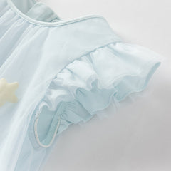 Dave&Bella Girls Summer Blue Mesh Star Flutter Sleeve T-shirt Top