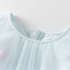 Dave&Bella Girls Summer Blue Mesh Star Flutter Sleeve T-shirt Top