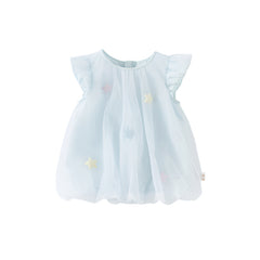 Dave&Bella Girls Summer Blue Mesh Star Flutter Sleeve T-shirt Top
