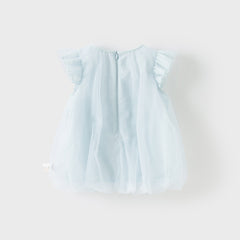 Dave&Bella Girls Summer Blue Mesh Star Flutter Sleeve T-shirt Top
