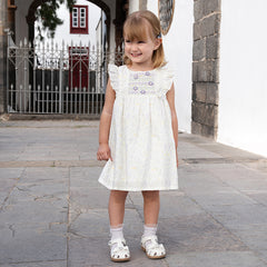Dave&Bella Girls Summer Purple Floral Print Cotton Dress