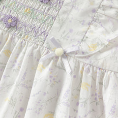 Dave&Bella Girls Summer Purple Floral Print Cotton Dress