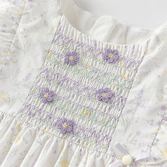 Dave&Bella Girls Summer Purple Floral Print Cotton Dress