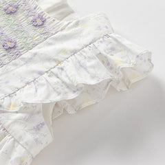 Dave&Bella Girls Summer Purple Floral Print Cotton Dress