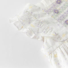 Dave&Bella Girls Summer Purple Floral Print Cotton Dress