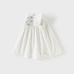 Dave&Bella Girls Summer Purple Floral Print Cotton Dress