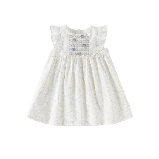 Dave&Bella Girls Summer Purple Floral Print Cotton Dress