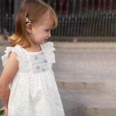 Dave&Bella Girls Summer Purple Floral Print Cotton Dress