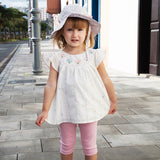 Dave&Bella Toddler Girls Summer Cute Classic White Cotton T-shirt Short Pant Sets