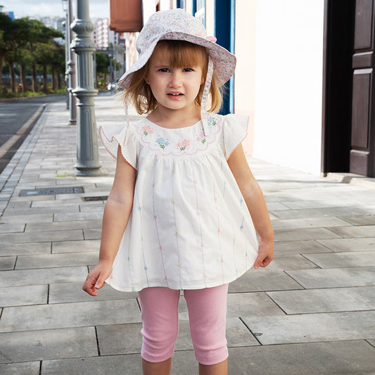 Dave&Bella Girls Summer Lovely Classic White Cotton T-shirt Short Pant Set